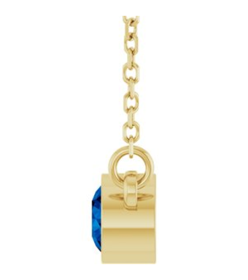 61134 Necklace Set 14K Yellow Round Lab-Grown Blue Sapphire 4 Mm 16 In Polished Lab-Grown Blue Sapphire Solitaire Necklace