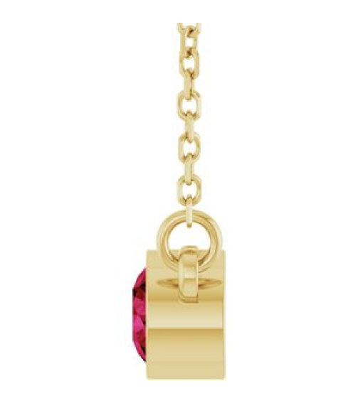 61134 Necklace Set 14K Yellow Round Lab-Grown Ruby 4 Mm 16 In Polished Lab-Grown Ruby Solitaire Necklace
