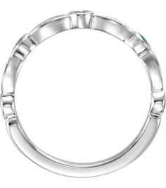 651989 Ring Set 14K White 7 Natural Emerald Round 2.2 Mm Natural Diamond I1, G-I 16 Ctw Polished Natural Emerald And 16 Ctw Natural Diamond Ring
