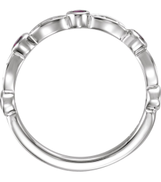 651989 Ring Set 14K White 7 Natural Ruby Round 2.2 Mm Natural Diamond I1, G-I 16 Ctw Polished Natural Ruby And 16 Ctw Natural Diamond Ring