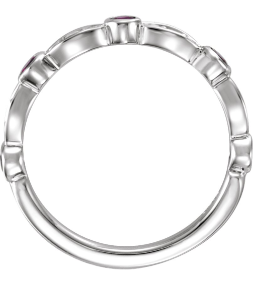 651989 Ring Set 14K White 7 Natural Ruby Round 2.2 Mm Natural Diamond I1, G-I 16 Ctw Polished Natural Ruby And 16 Ctw Natural Diamond Ring