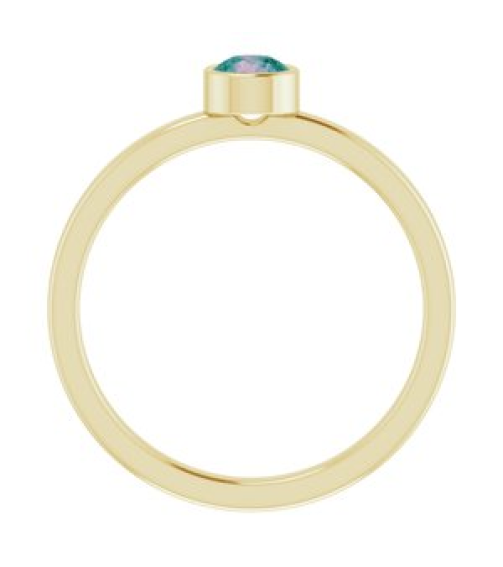 71806 Ring Set 14K Yellow Lab-Grown Alexandrite Round 4 Mm Polished Lab-Grown Alexandrite Ring