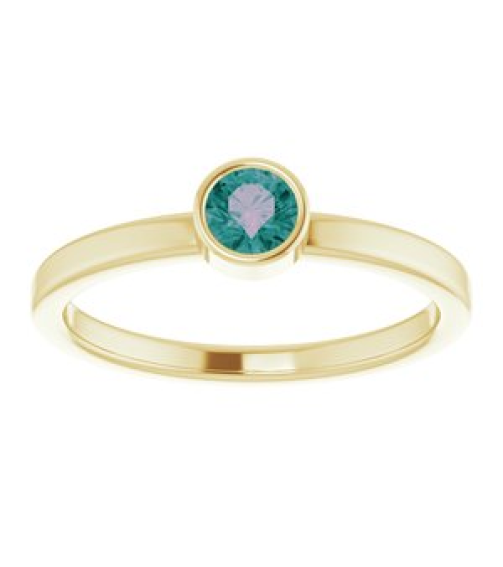 71806 Ring Set 14K Yellow Lab-Grown Alexandrite Round 4 Mm Polished Lab-Grown Alexandrite Ring