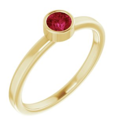 71806 Ring Set 14K Yellow Natural Ruby Round 4 Mm Polished Natural Ruby Ring