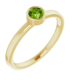 71806 Ring Set 14K Yellow Natural Peridot Round 4 Mm Polished Natural Peridot Ring