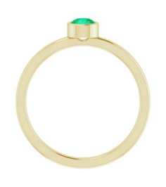 71806 Ring Set 14K Yellow Natural Emerald Round 4 Mm Polished Natural Emerald Ring