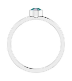 71806 Ring Set Rhodium-Plated Sterling Silver Imitation Alexandrite Round 4 Mm Polished Imitation Alexandrite Ring