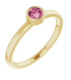 71806 Ring Set 14K Yellow Natural Pink Tourmaline Round 4 Mm Polished Natural Pink Tourmaline Ring