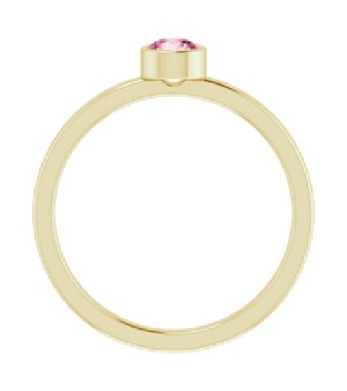 71806 Ring Set 14K Yellow Natural Pink Tourmaline Round 4 Mm Polished Natural Pink Tourmaline Ring