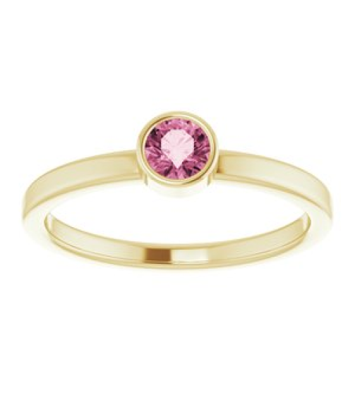 71806 Ring Set 14K Yellow Natural Pink Tourmaline Round 4 Mm Polished Natural Pink Tourmaline Ring