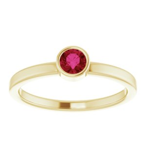 71806 Ring Set 14K Yellow Lab-Grown Ruby Round 4 Mm Polished Lab-Grown Ruby Ring