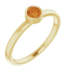 71806 Ring Set 14K Yellow Natural Citrine Round 4 Mm Polished Natural Citrine Ring