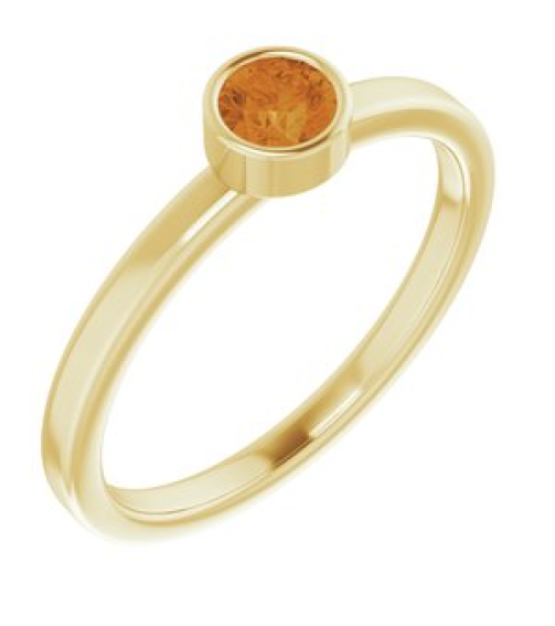 71806 Ring Set 14K Yellow Natural Citrine Round 4 Mm Polished Natural Citrine Ring