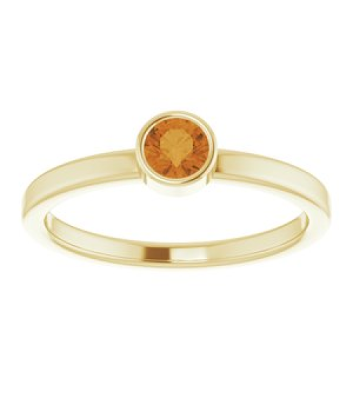 71806 Ring Set 14K Yellow Natural Citrine Round 4 Mm Polished Natural Citrine Ring
