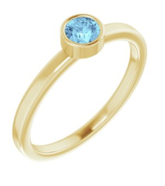 71806 Ring Set 14K Yellow Natural Aquamarine Round 4 Mm Polished Natural Aquamarine Ring
