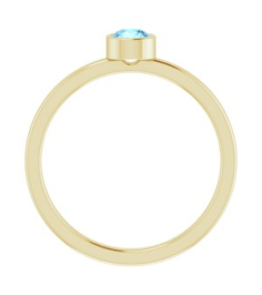 71806 Ring Set 14K Yellow Natural Aquamarine Round 4 Mm Polished Natural Aquamarine Ring
