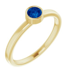 71806 Ring Set 14K Yellow Natural Blue Sapphire Round 4 Mm Polished Natural Blue Sapphire Ring