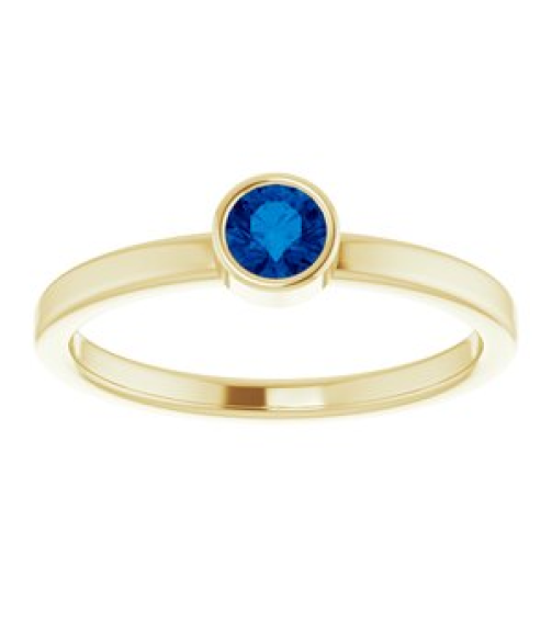 71806 Ring Set 14K Yellow Lab-Grown Blue Sapphire Round 4 Mm Polished Lab-Grown Blue Sapphire Ring