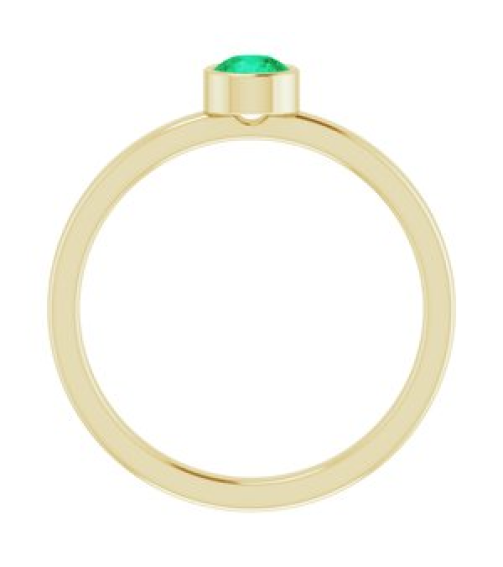71806 Ring Set 14K Yellow Lab-Grown Emerald Round 4 Mm Polished Lab-Grown Emerald Ring