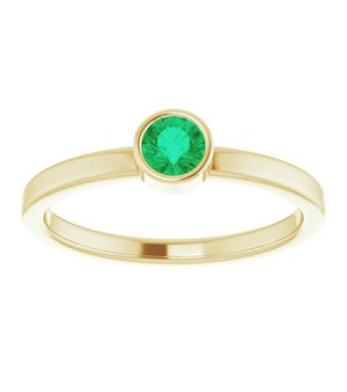 71806 Ring Set 14K Yellow Lab-Grown Emerald Round 4 Mm Polished Lab-Grown Emerald Ring