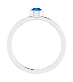71806 Ring Set 14K White Natural Blue Sapphire Round 4 Mm Polished Natural Blue Sapphire Ring