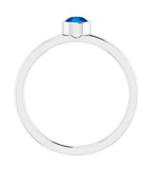 71806 Ring Set 14K White Lab-Grown Blue Sapphire Round 4 Mm Polished Lab-Grown Blue Sapphire Ring