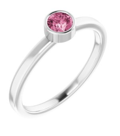 71806 Ring Set 14K White Natural Pink Tourmaline Round 4 Mm Polished Natural Pink Tourmaline Ring