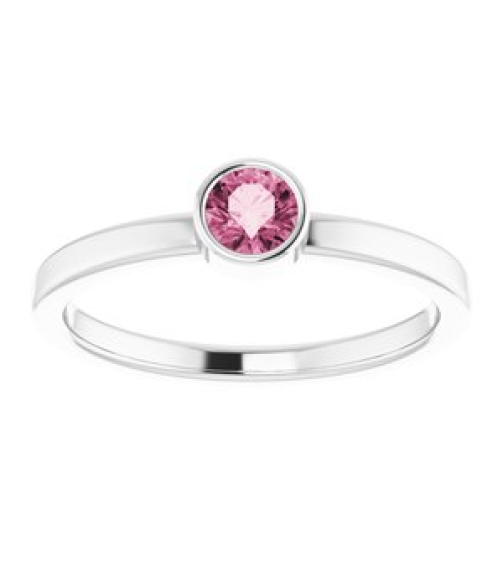 71806 Ring Set 14K White Natural Pink Tourmaline Round 4 Mm Polished Natural Pink Tourmaline Ring