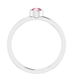 71806 Ring Set 14K White Natural Pink Tourmaline Round 4 Mm Polished Natural Pink Tourmaline Ring
