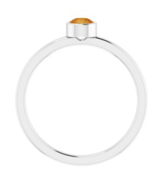 71806 Ring Set 14K White Natural Citrine Round 4 Mm Polished Natural Citrine Ring
