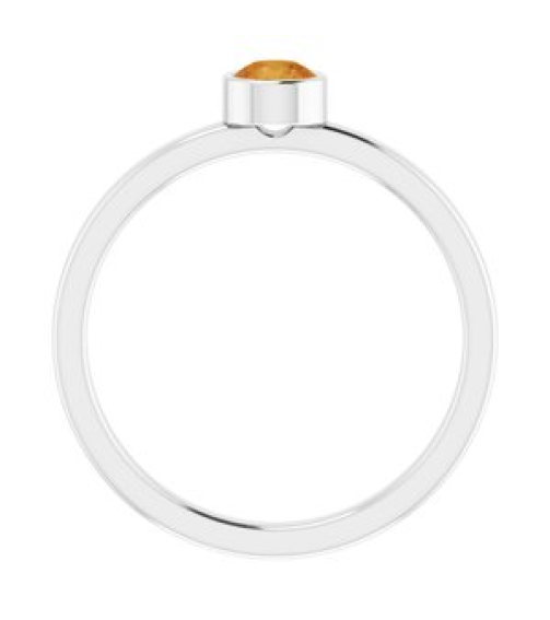 71806 Ring Set 14K White Natural Citrine Round 4 Mm Polished Natural Citrine Ring