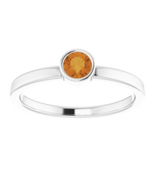 71806 Ring Set 14K White Natural Citrine Round 4 Mm Polished Natural Citrine Ring