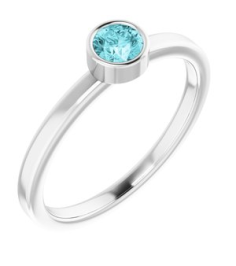 71806 Ring Set 14K White Natural Blue Zircon Round 4 Mm Polished Natural Blue Zircon Ring