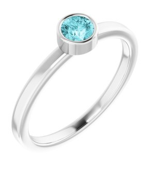 71806 Ring Set 14K White Natural Blue Zircon Round 4 Mm Polished Natural Blue Zircon Ring
