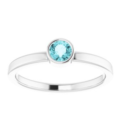 71806 Ring Set 14K White Natural Blue Zircon Round 4 Mm Polished Natural Blue Zircon Ring