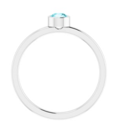 71806 Ring Set 14K White Natural Blue Zircon Round 4 Mm Polished Natural Blue Zircon Ring