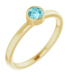 71806 Ring Set 14K Yellow Natural Blue Zircon Round 4 Mm Polished Natural Blue Zircon Ring