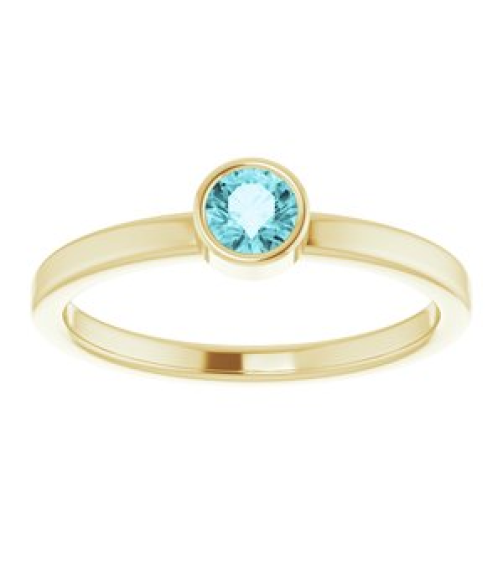 71806 Ring Set 14K Yellow Natural Blue Zircon Round 4 Mm Polished Natural Blue Zircon Ring