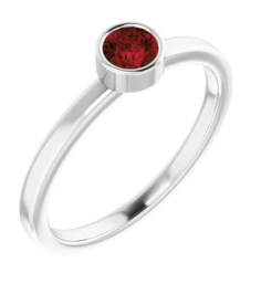 71806 Ring Set 14K White Natural Mozambique Garnet Round 4 Mm Polished Natural Mozambique Garnet Ring