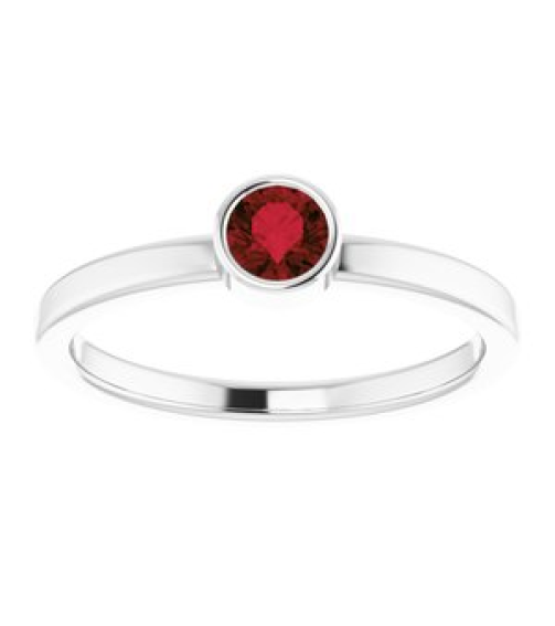 71806 Ring Set 14K White Natural Mozambique Garnet Round 4 Mm Polished Natural Mozambique Garnet Ring