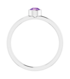71806 Ring Set 14K White Natural Amethyst Round 4 Mm Polished Natural Amethyst Ring