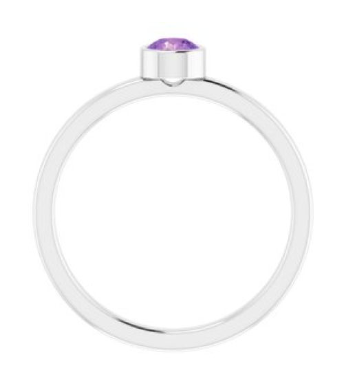 71806 Ring Set 14K White Natural Amethyst Round 4 Mm Polished Natural Amethyst Ring