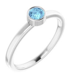 71806 Ring Set 14K White Natural Aquamarine Round 4 Mm Polished Natural Aquamarine Ring