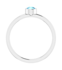 71806 Ring Set 14K White Natural Aquamarine Round 4 Mm Polished Natural Aquamarine Ring
