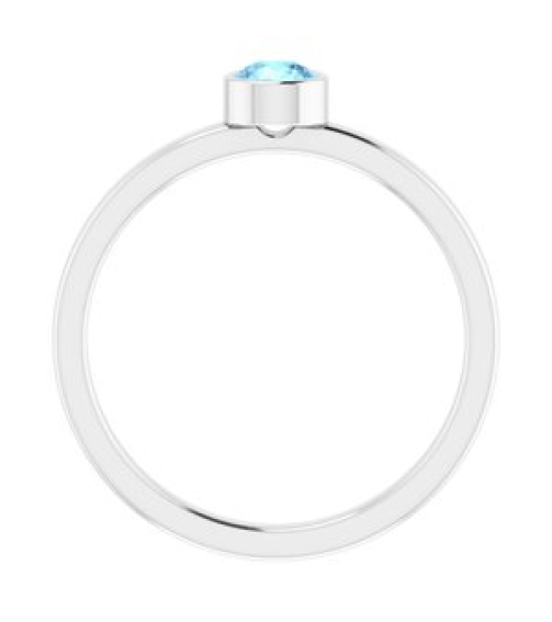 71806 Ring Set 14K White Natural Aquamarine Round 4 Mm Polished Natural Aquamarine Ring