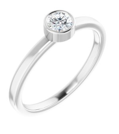 71806 Ring Set 14K White Natural White Sapphire Round 4 Mm Polished Natural White Sapphire Ring