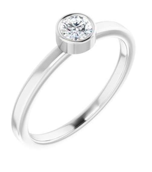 71806 Ring Set 14K White Natural White Sapphire Round 4 Mm Polished Natural White Sapphire Ring