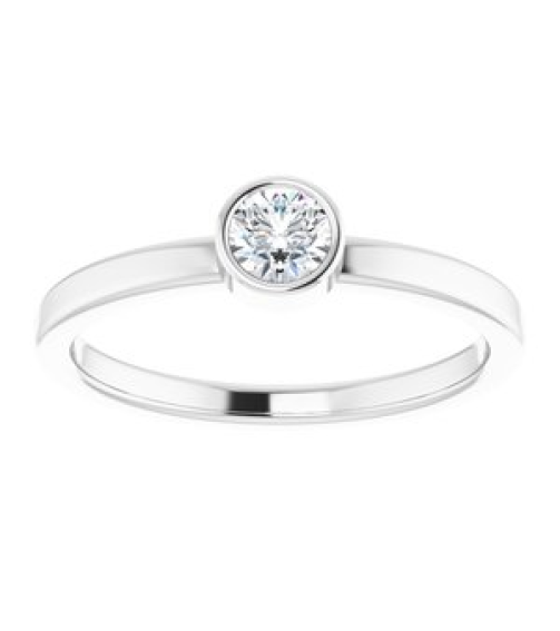 71806 Ring Set 14K White Natural White Sapphire Round 4 Mm Polished Natural White Sapphire Ring