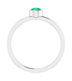 71806 Ring Set 14K White Lab-Grown Emerald Round 4 Mm Polished Lab-Grown Emerald Ring