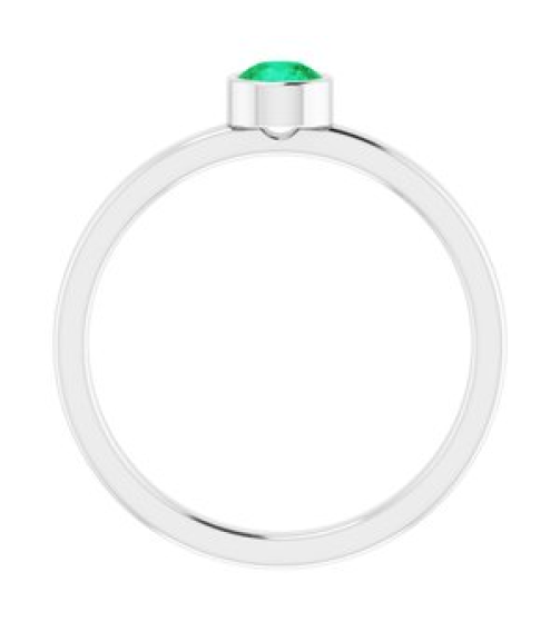 71806 Ring Set 14K White Lab-Grown Emerald Round 4 Mm Polished Lab-Grown Emerald Ring